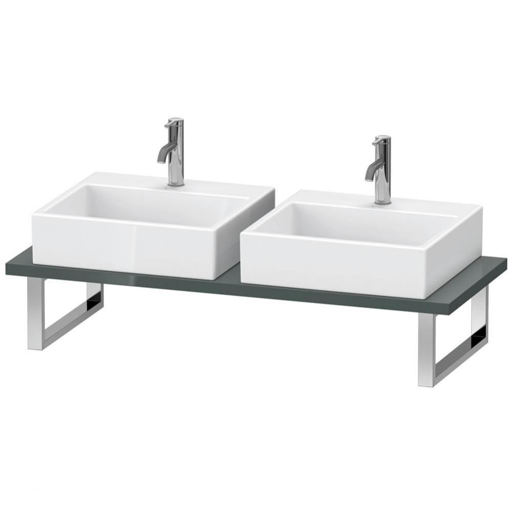 Duravit L-Cube Console with Two Sink Cut-Outs Dolomite Gray