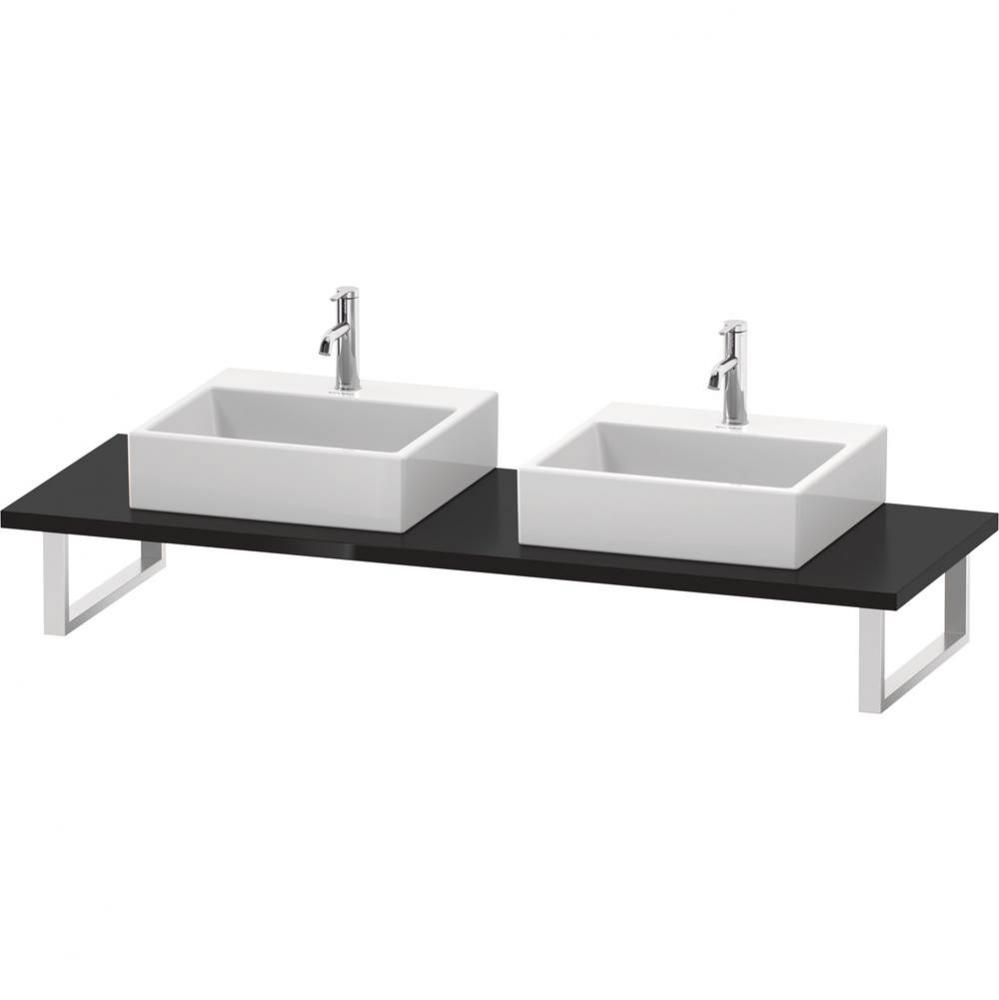 L-Cube Console with Two Sink Cut-Outs Black