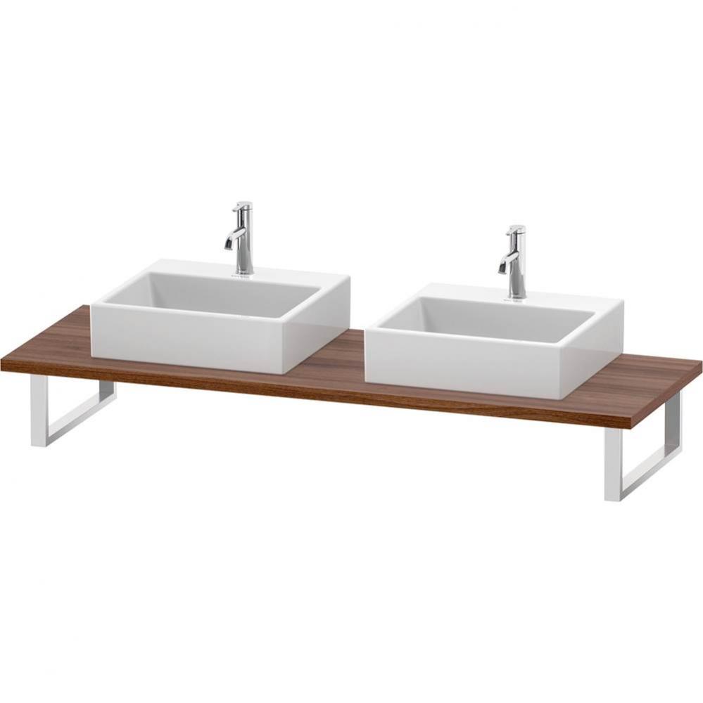 L-Cube Console with Two Sink Cut-Outs Walnut