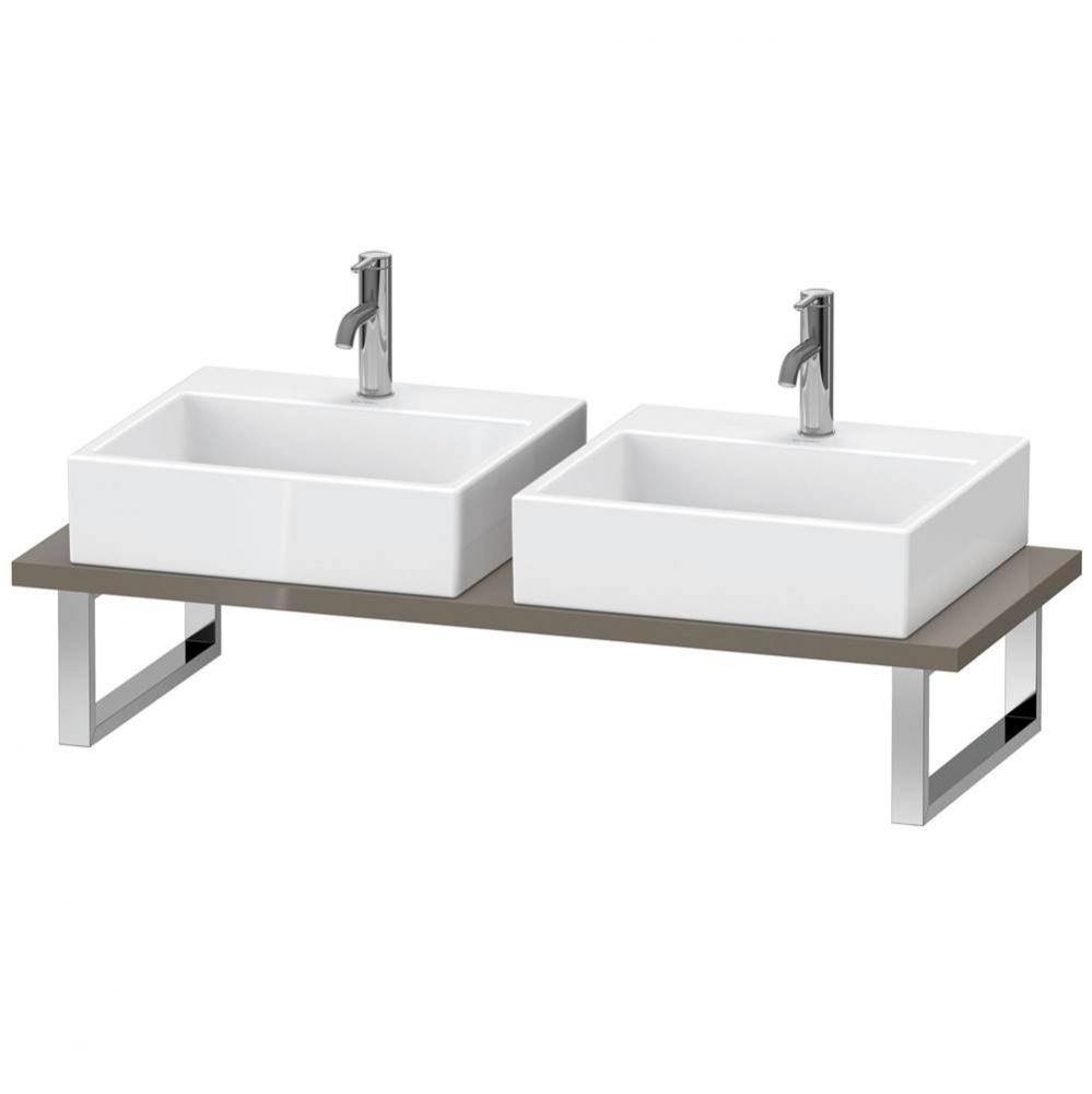 Duravit L-Cube Console with Two Sink Cut-Outs Flannel Gray