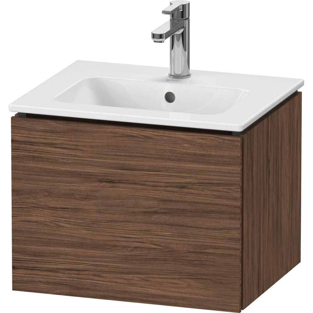 L-Cube One Drawer Wall-Mount Vanity Unit Walnut Dark