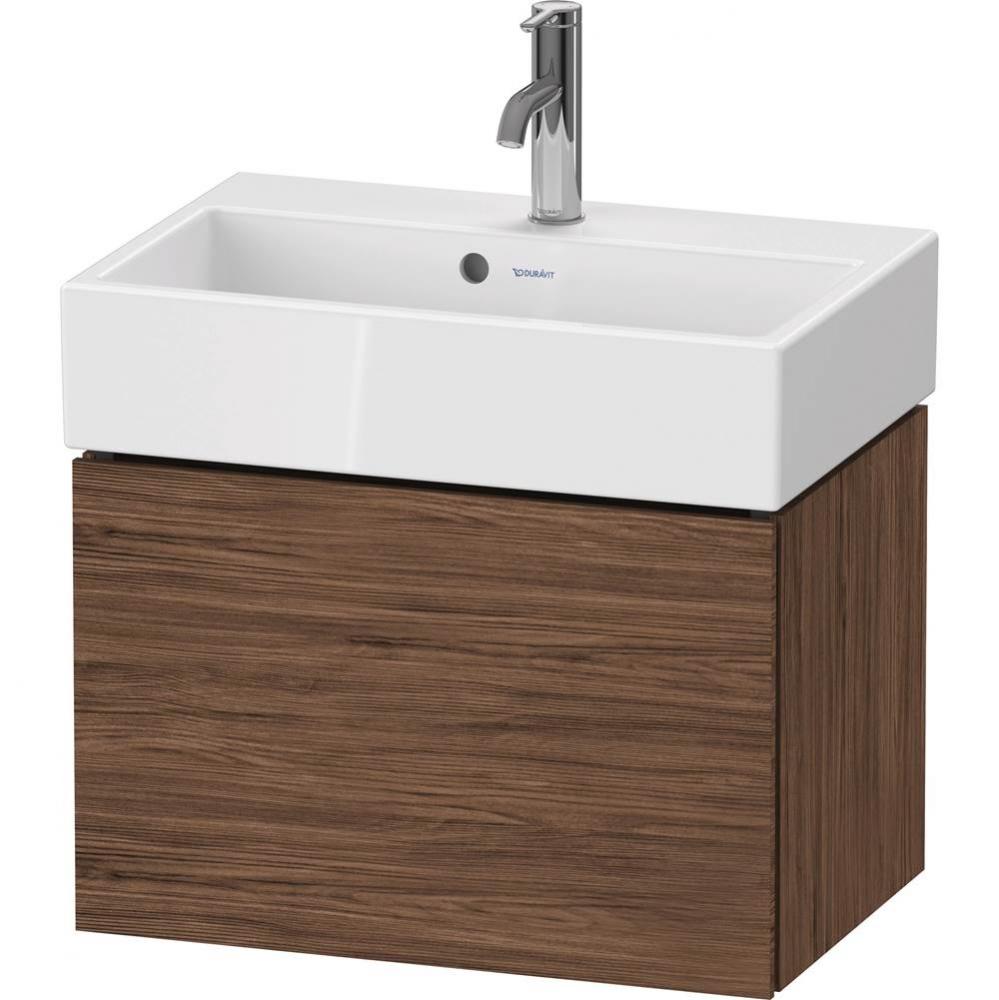 L-Cube One Drawer Wall-Mount Vanity Unit Walnut Dark