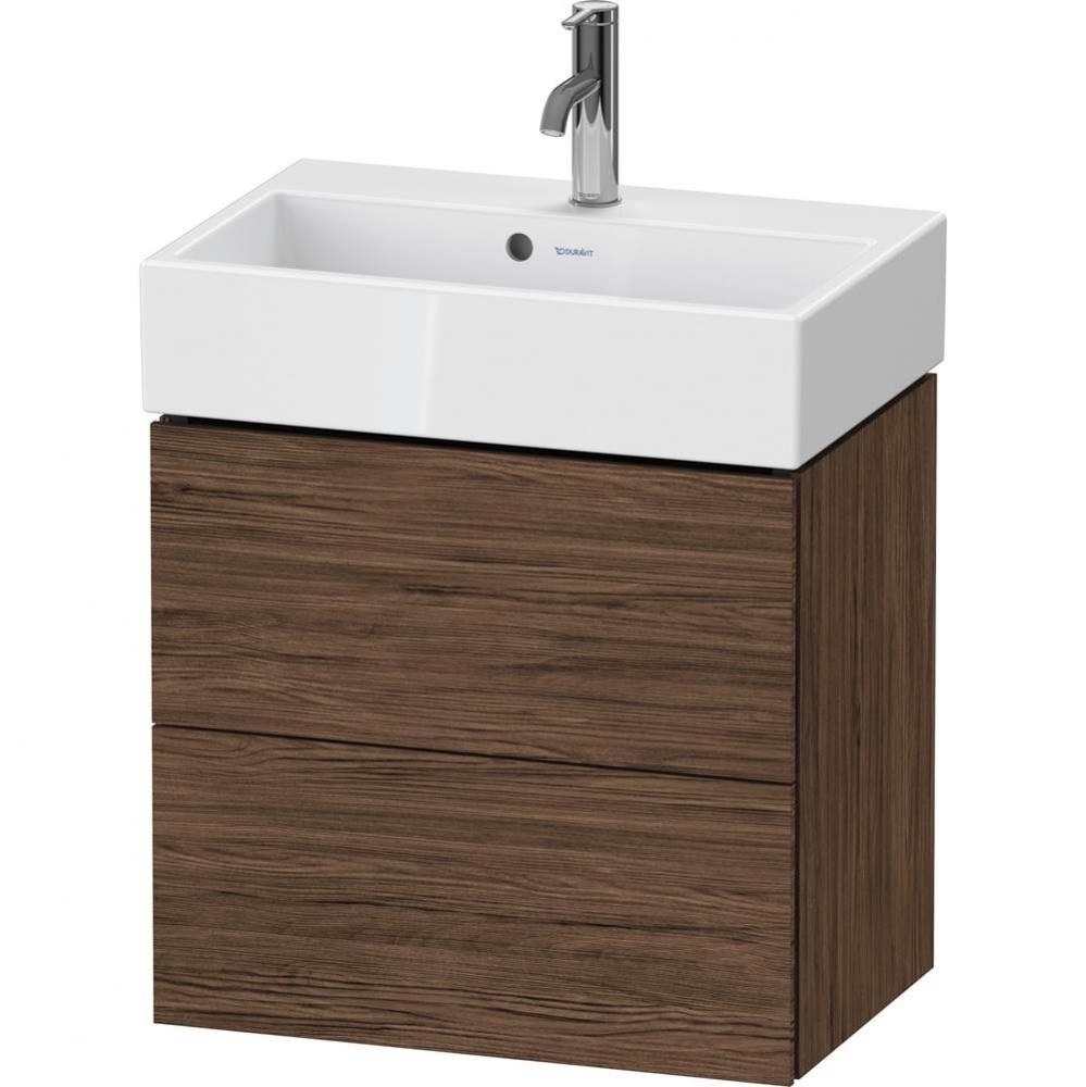 L-Cube Two Drawer Wall-Mount Vanity Unit Walnut Dark