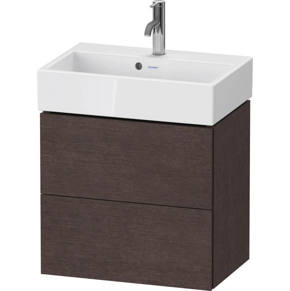 L-Cube Two Drawer Wall-Mount Vanity Unit Dark Brushed Oak