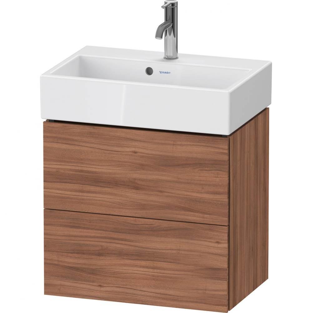 L-Cube Two Drawer Wall-Mount Vanity Unit Walnut