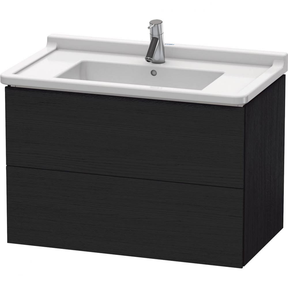 L-Cube Two Drawer Wall-Mount Vanity Unit Oak Black