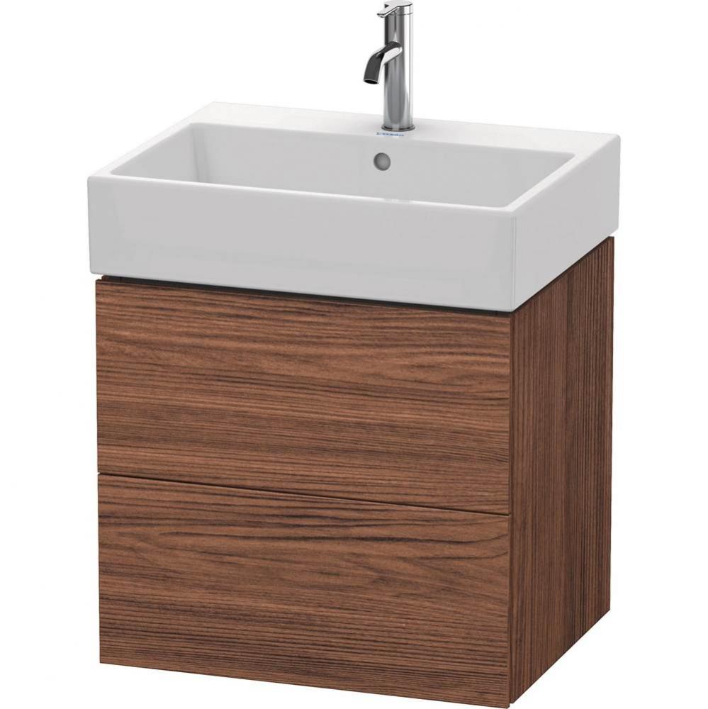 L-Cube Two Drawer Wall-Mount Vanity Unit Walnut Dark