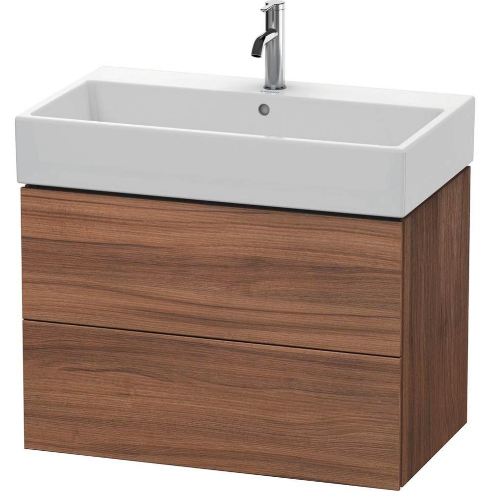 L-Cube Two Drawer Wall-Mount Vanity Unit Walnut