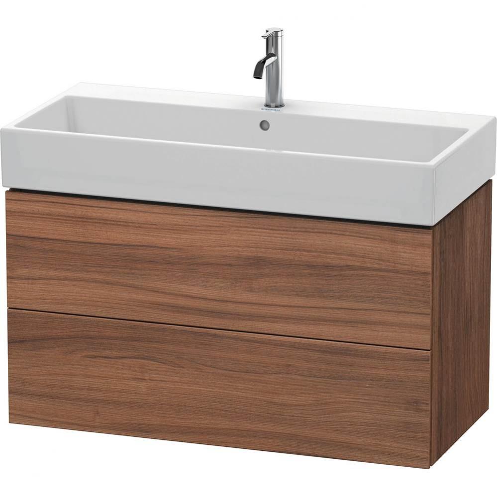 L-Cube Two Drawer Wall-Mount Vanity Unit Walnut