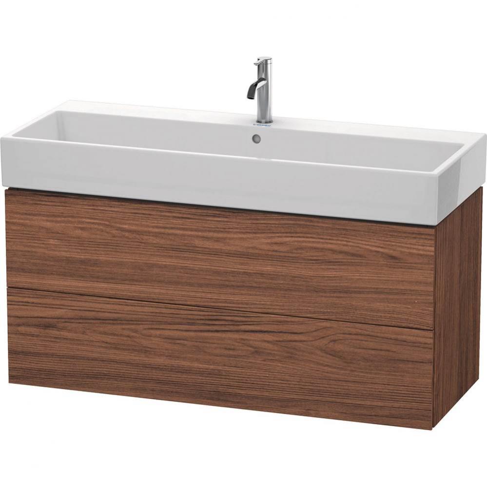 L-Cube Two Drawer Wall-Mount Vanity Unit Walnut Dark