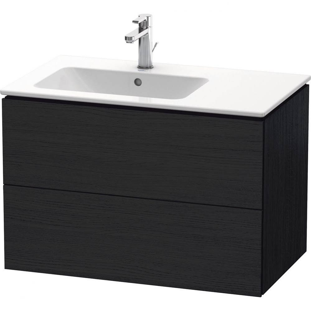 L-Cube Two Drawer Wall-Mount Vanity Unit Oak Black