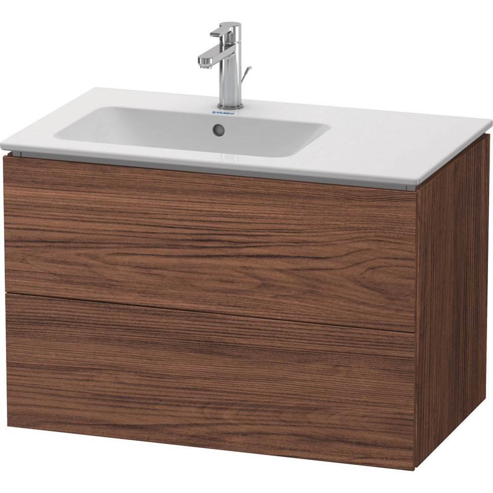 L-Cube Two Drawer Wall-Mount Vanity Unit Walnut Dark