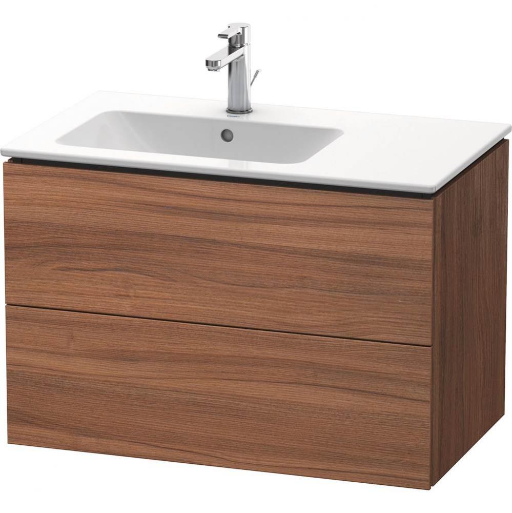 L-Cube Two Drawer Wall-Mount Vanity Unit Walnut