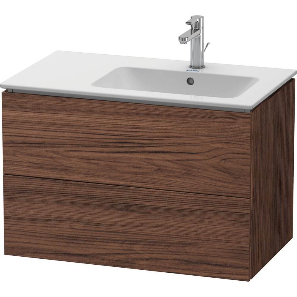 L-Cube Two Drawer Wall-Mount Vanity Unit Walnut Dark