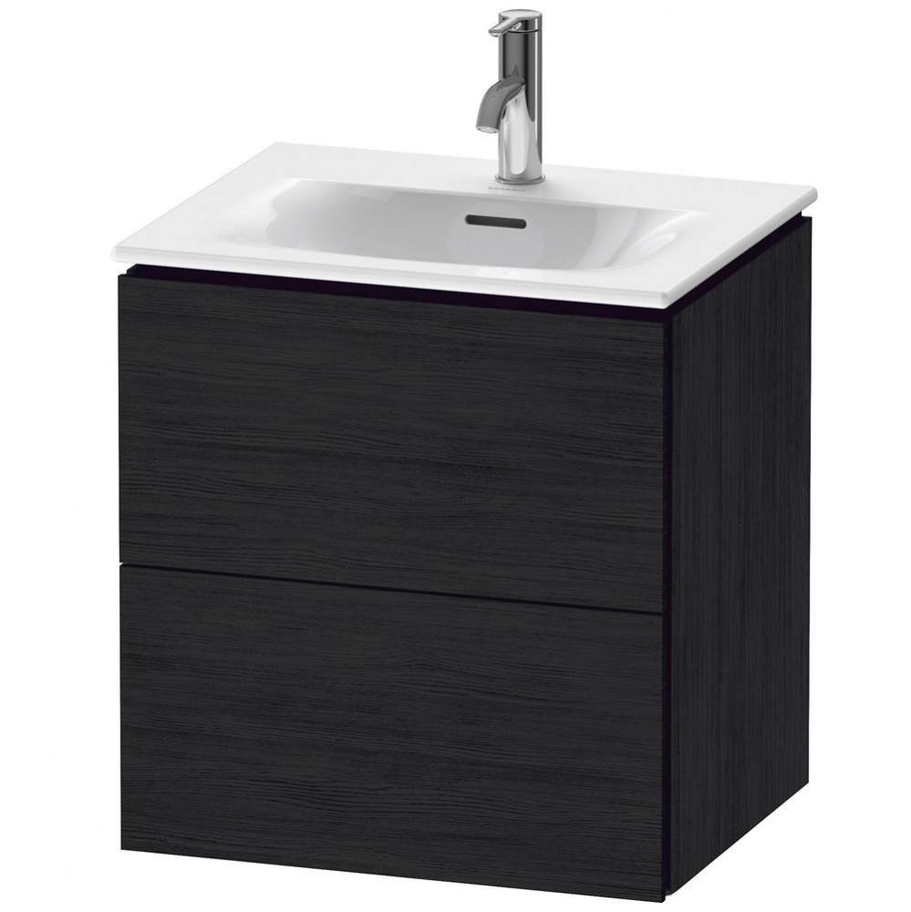 L-Cube Two Drawer Wall-Mount Vanity Unit Oak Black