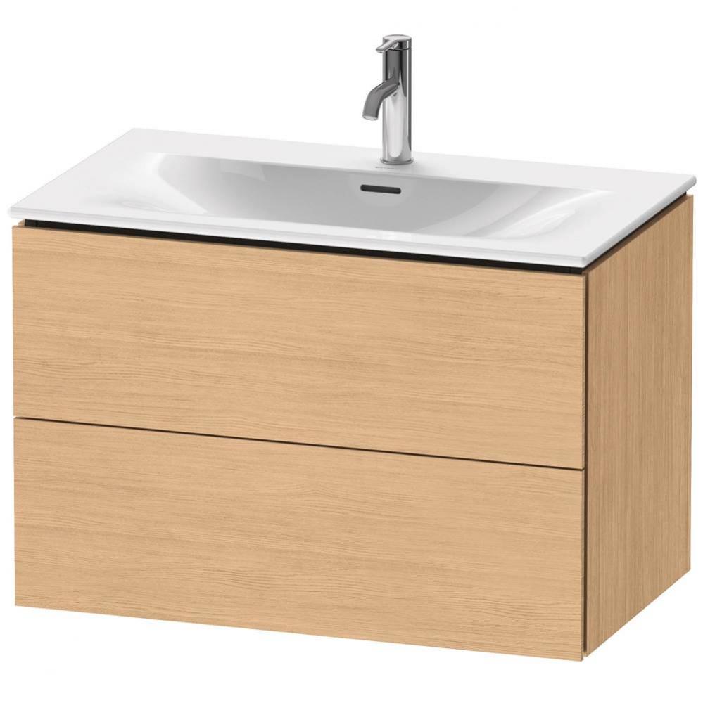 L-Cube Two Drawer Wall-Mount Vanity Unit Natural Oak