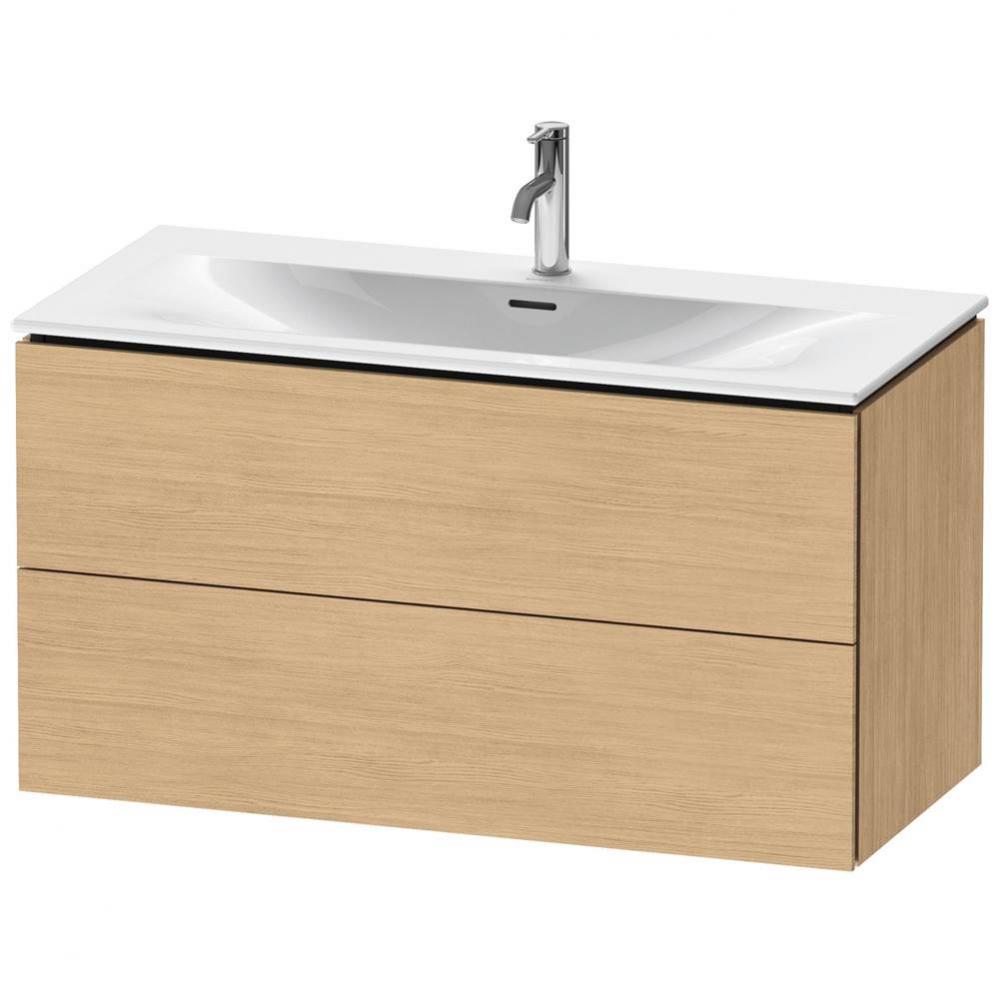 L-Cube Two Drawer Wall-Mount Vanity Unit Natural Oak