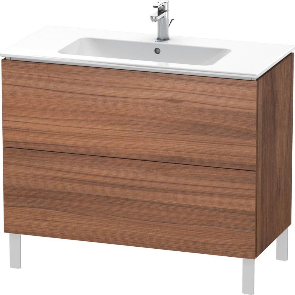 L-Cube Two Drawer Floorstanding Vanity Unit Walnut