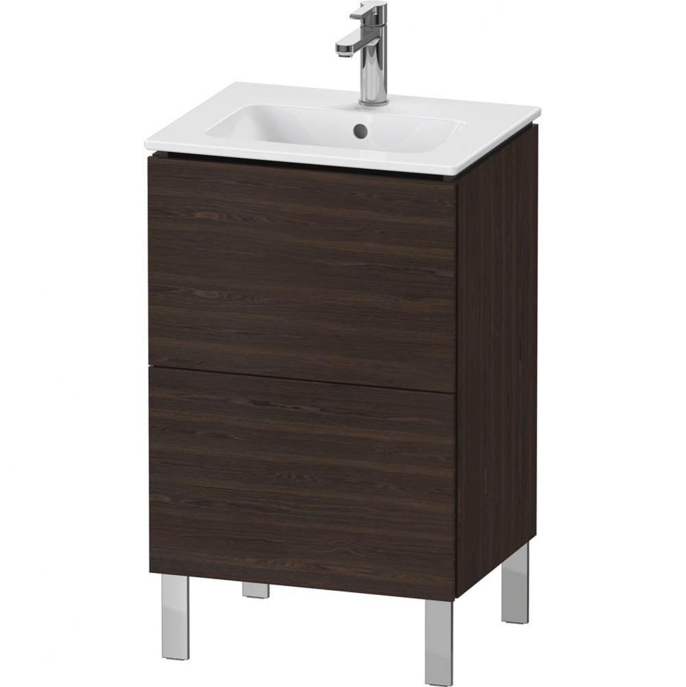 L-Cube Two Drawer Floorstanding Vanity Unit Walnut Brushed