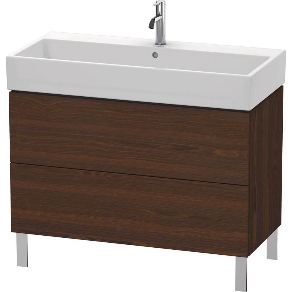 L-Cube Two Drawer Floorstanding Vanity Unit Walnut Brushed