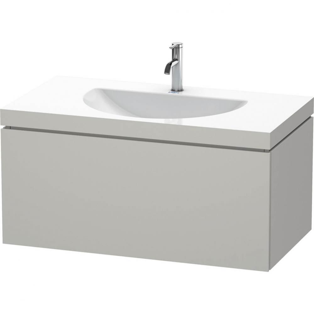 Duravit L-Cube C-Bonded Wall-Mounted Vanity  Concrete Gray Matte