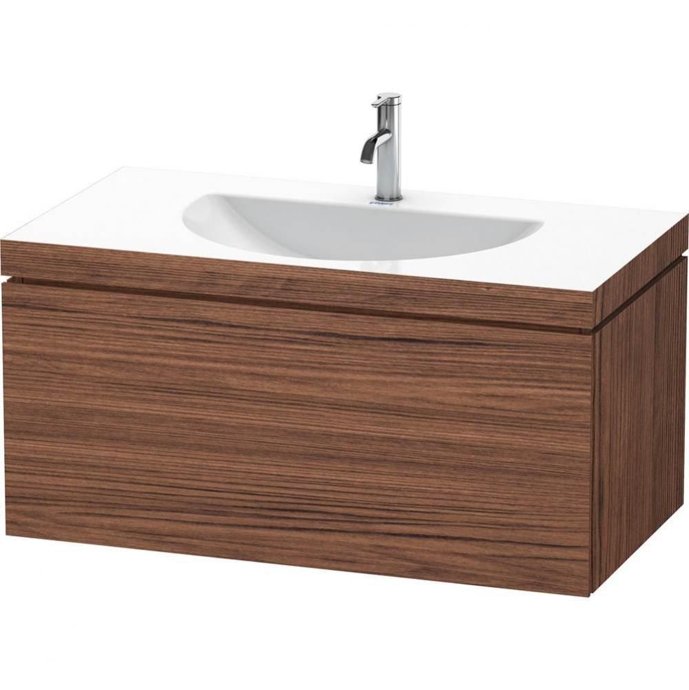 Duravit L-Cube C-Bonded Wall-Mounted Vanity  Dark Walnut