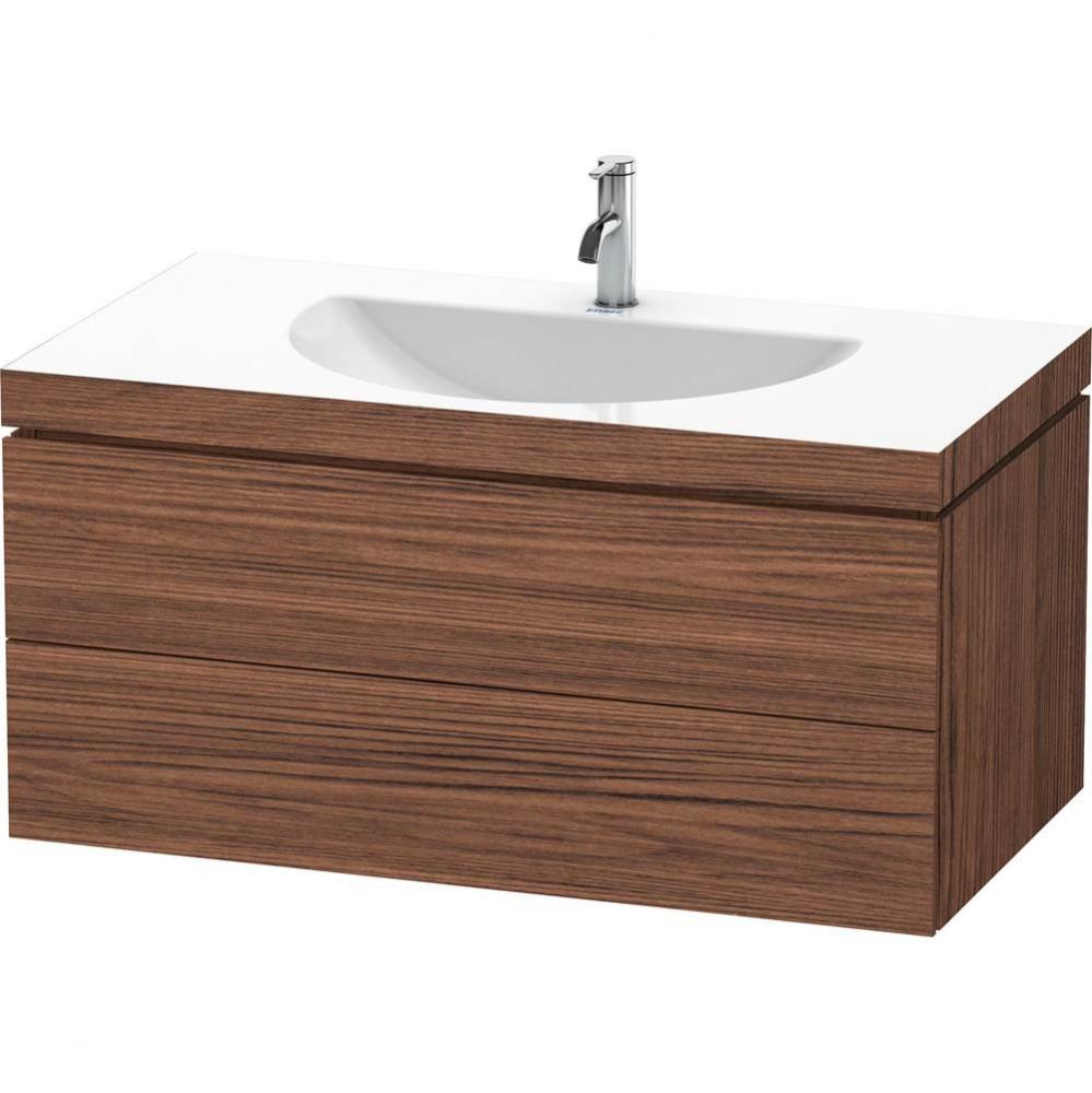 Duravit L-Cube C-Bonded Wall-Mounted Vanity  Dark Walnut