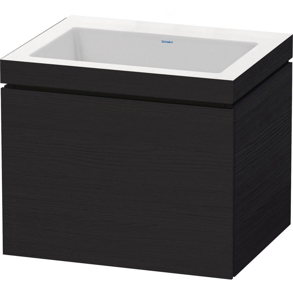 L-Cube One Drawer C-Bonded Wall-Mount Vanity Kit Oak Black