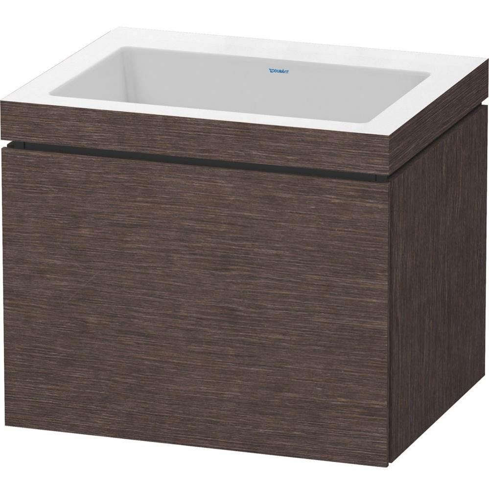 L-Cube One Drawer C-Bonded Wall-Mount Vanity Kit Dark Brushed Oak