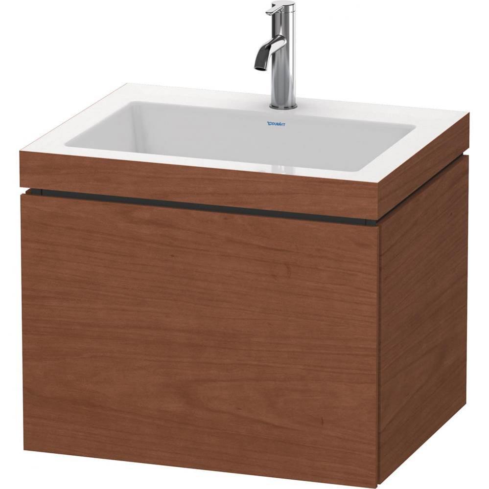 L-Cube One Drawer C-Bonded Wall-Mount Vanity Kit American Walnut