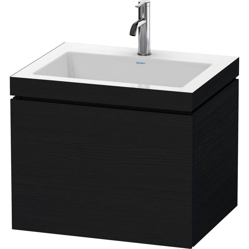 L-Cube One Drawer C-Bonded Wall-Mount Vanity Kit Oak Black