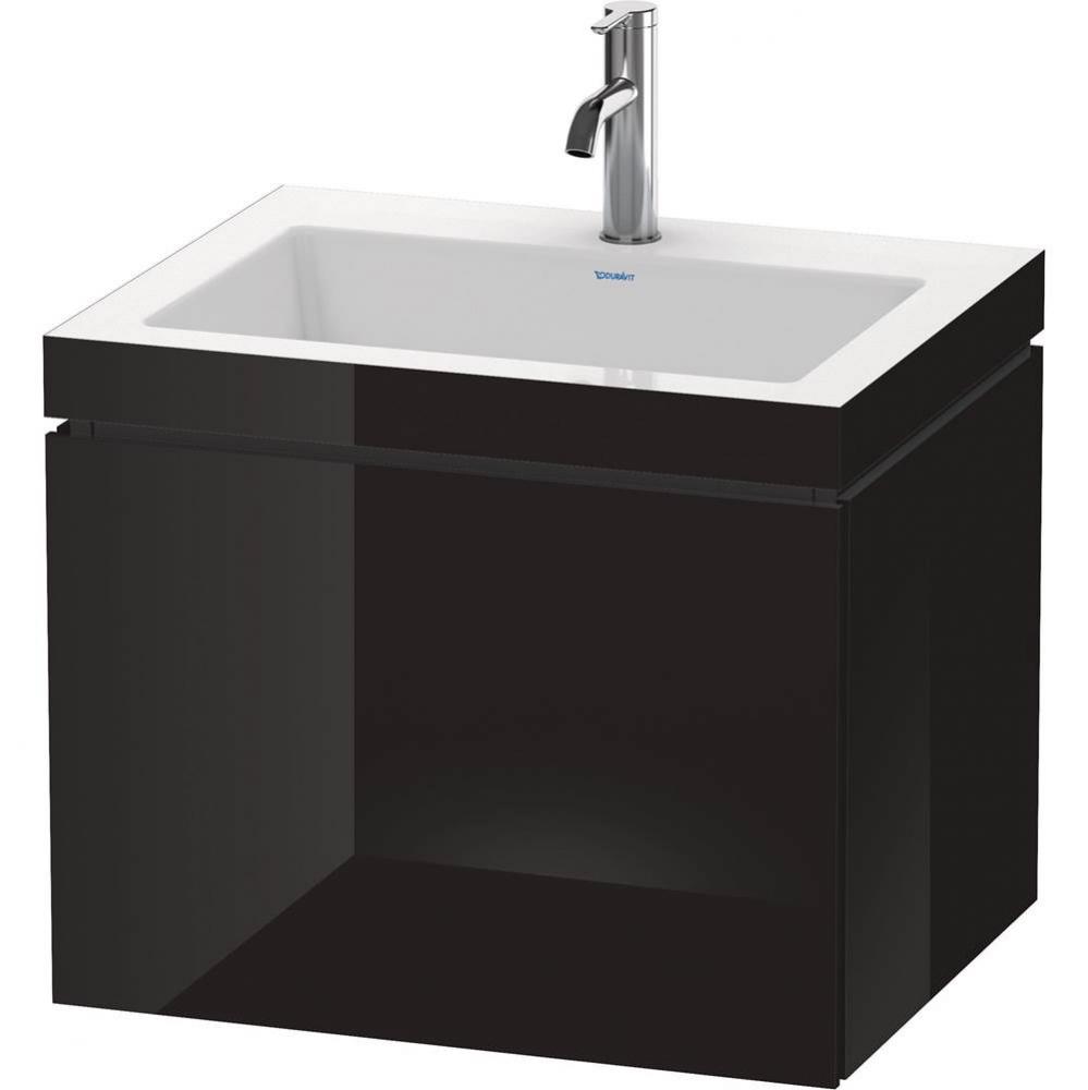 L-Cube One Drawer C-Bonded Wall-Mount Vanity Kit Black