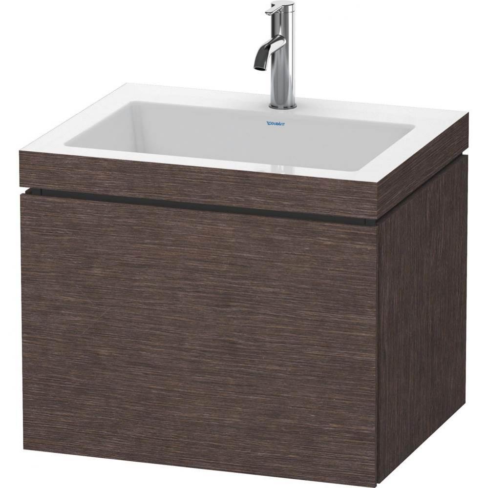 L-Cube One Drawer C-Bonded Wall-Mount Vanity Kit Dark Brushed Oak