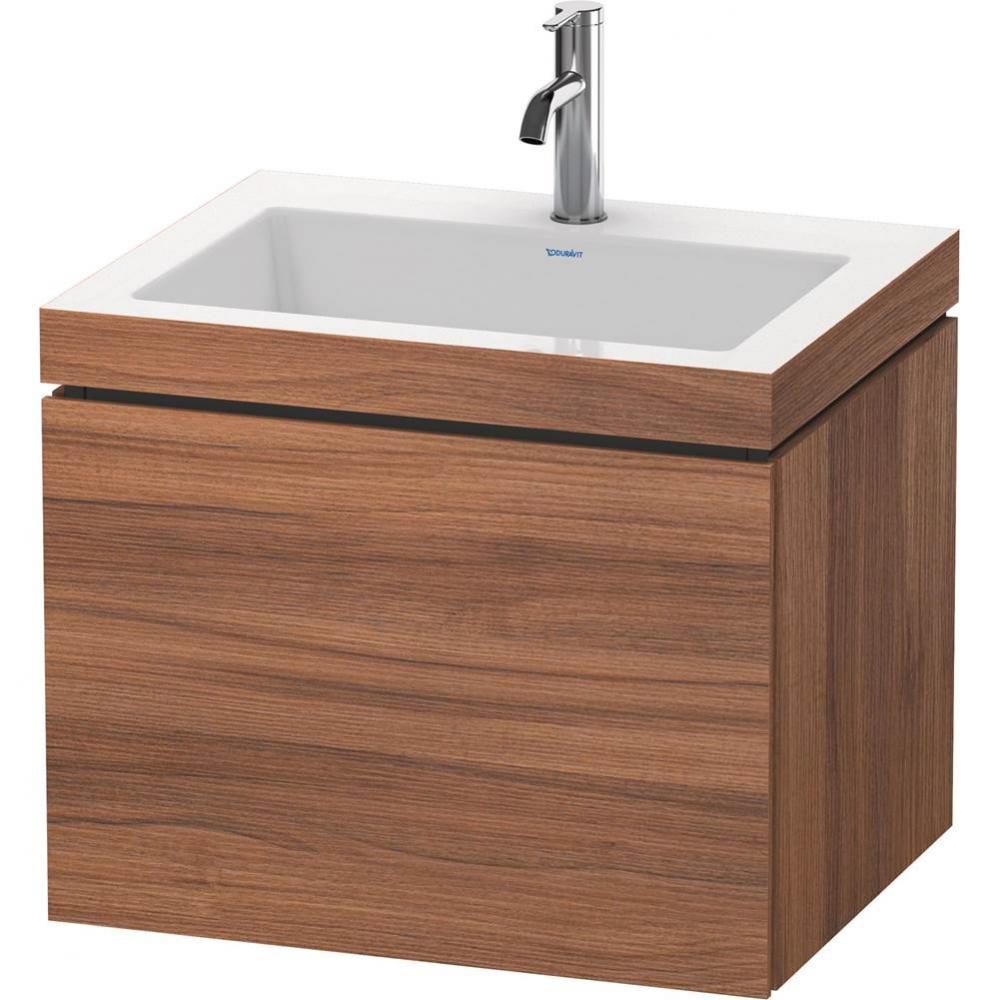 L-Cube One Drawer C-Bonded Wall-Mount Vanity Kit Walnut