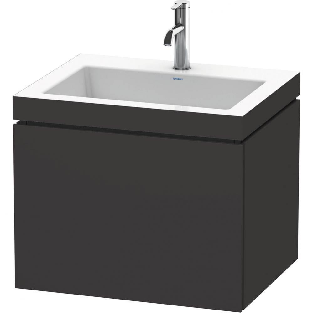 L-Cube One Drawer C-Bonded Wall-Mount Vanity Kit Graphite