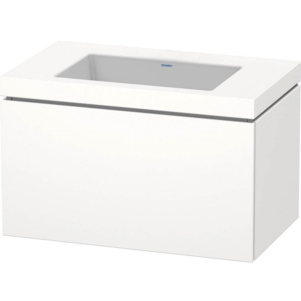 L-Cube One Drawer C-Bonded Wall-Mount Vanity Kit White