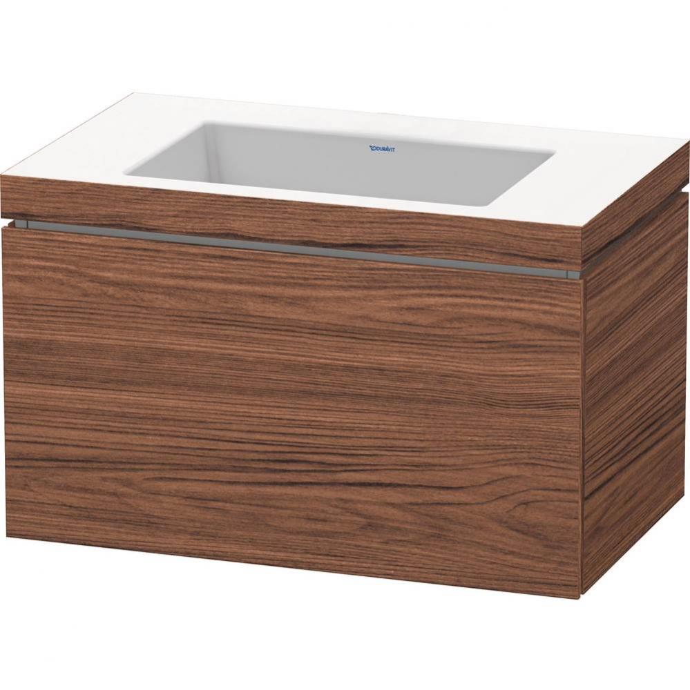 L-Cube One Drawer C-Bonded Wall-Mount Vanity Kit Walnut Dark