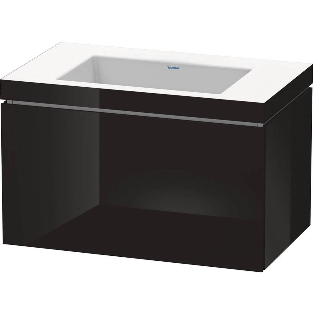 L-Cube One Drawer C-Bonded Wall-Mount Vanity Kit Black