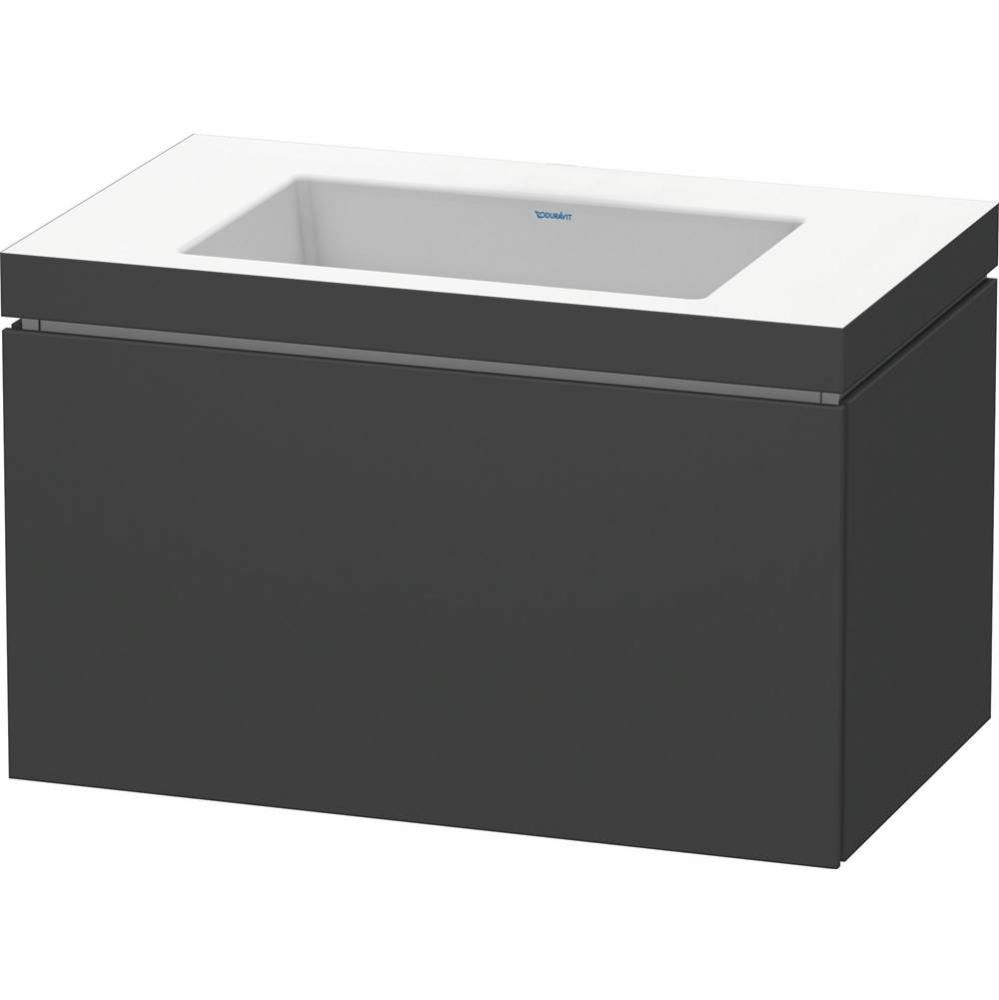 L-Cube One Drawer C-Bonded Wall-Mount Vanity Kit Graphite