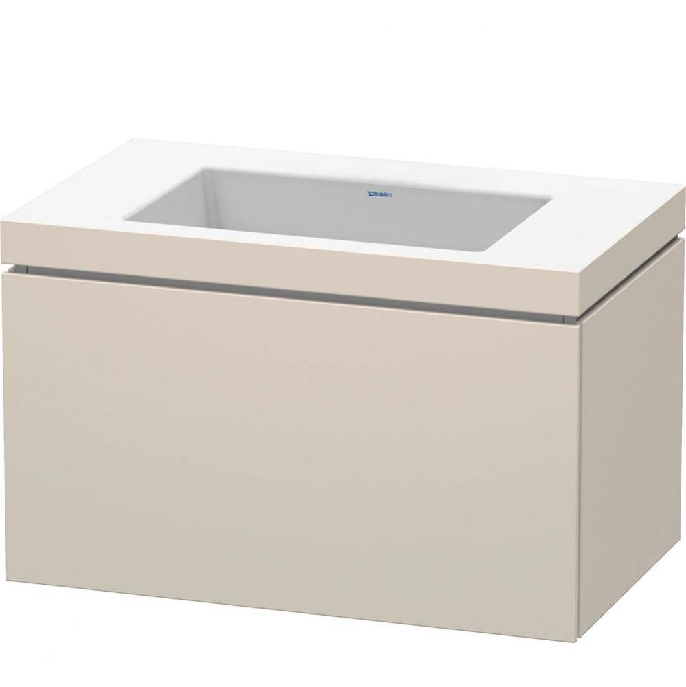 L-Cube One Drawer C-Bonded Wall-Mount Vanity Kit Taupe