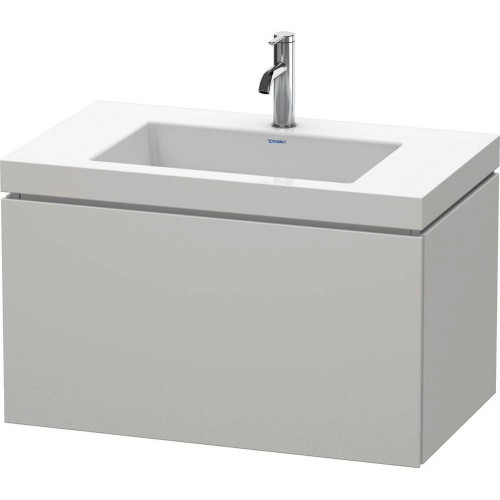 L-Cube One Drawer C-Bonded Wall-Mount Vanity Kit Concrete Gray