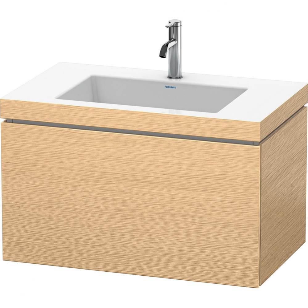 Duravit L-Cube One Drawer C-Bonded Wall-Mount Vanity Kit Brushed Oak