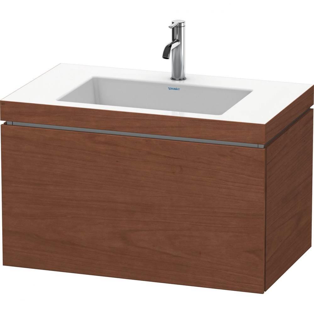 L-Cube One Drawer C-Bonded Wall-Mount Vanity Kit American Walnut