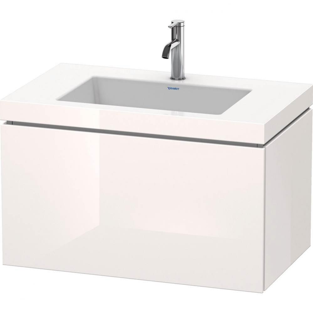 L-Cube One Drawer C-Bonded Wall-Mount Vanity Kit White