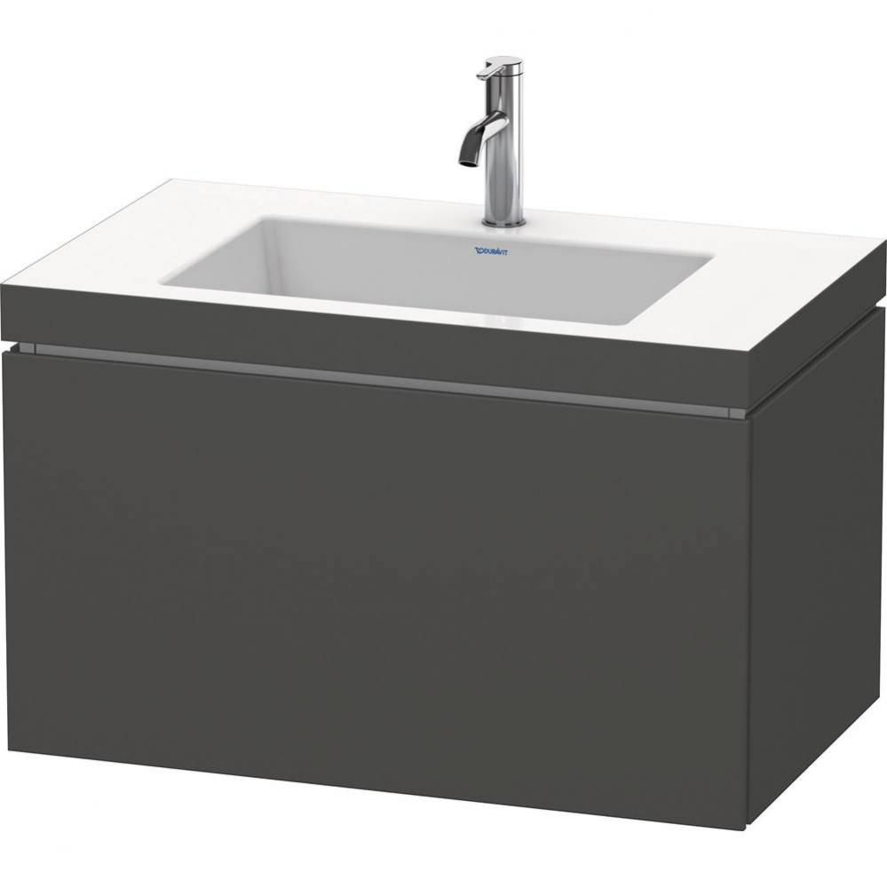 L-Cube One Drawer C-Bonded Wall-Mount Vanity Kit Graphite