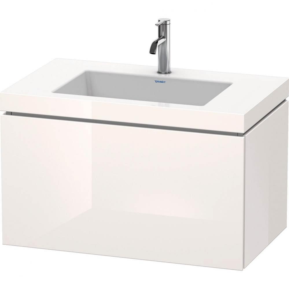 L-Cube One Drawer C-Bonded Wall-Mount Vanity Kit White