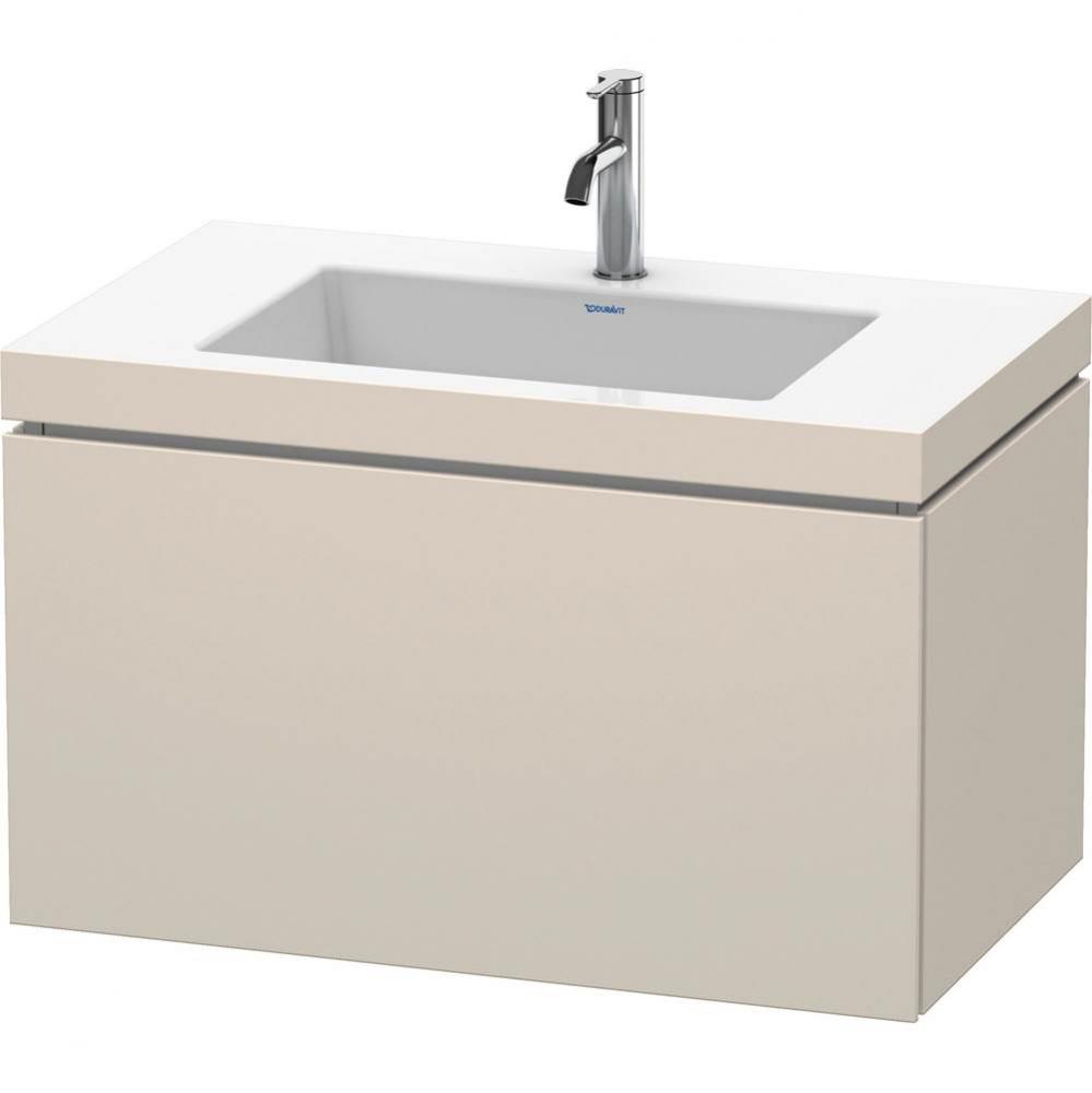 L-Cube One Drawer C-Bonded Wall-Mount Vanity Kit Taupe