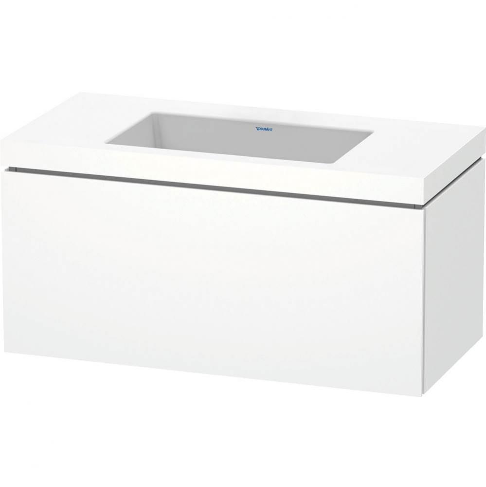 L-Cube One Drawer C-Bonded Wall-Mount Vanity Kit White