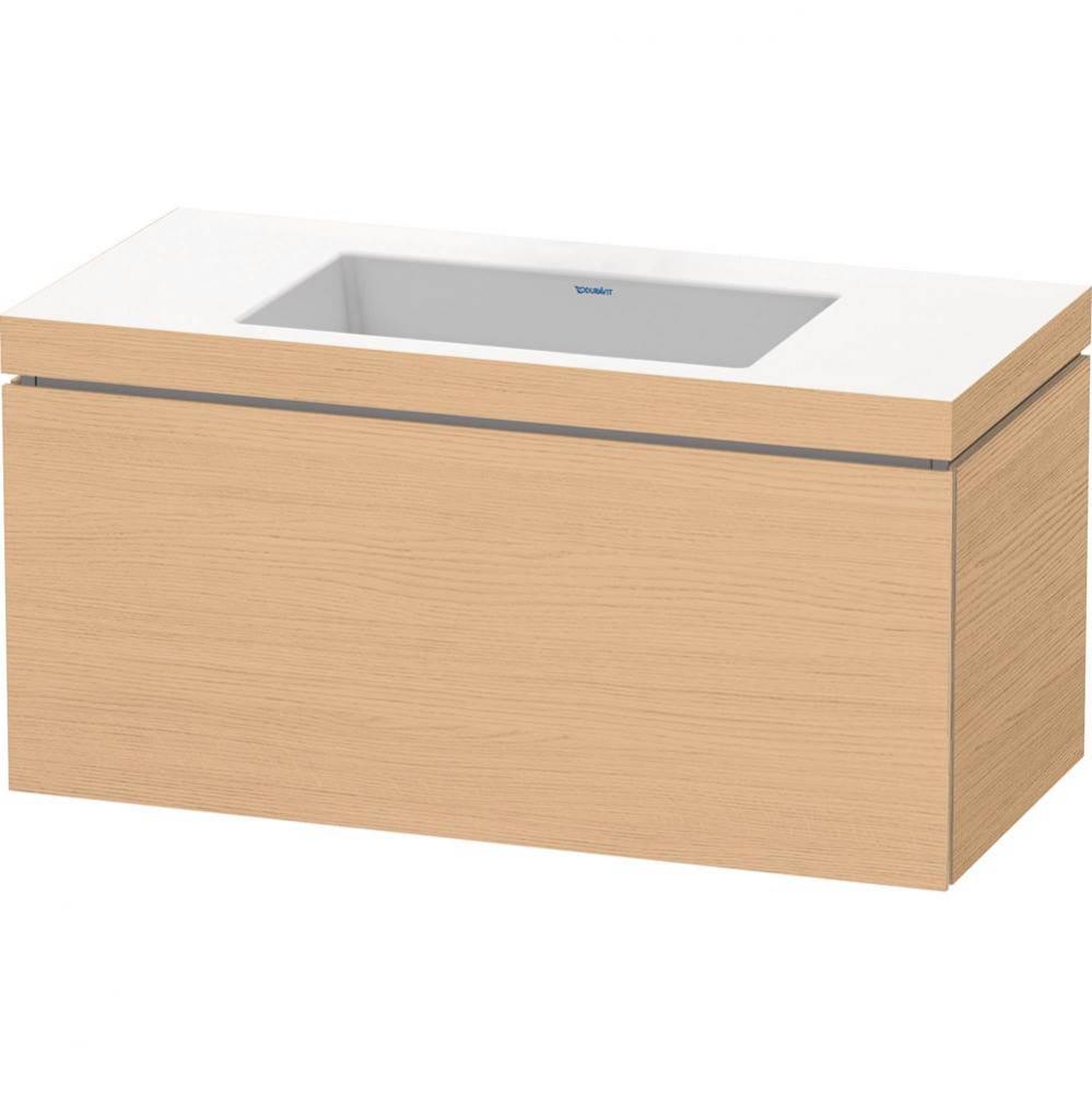 L-Cube One Drawer C-Bonded Wall-Mount Vanity Kit Natural Oak