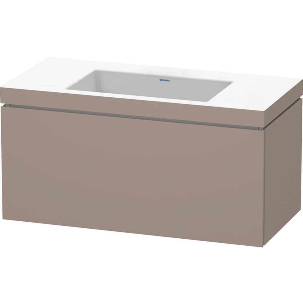 L-Cube One Drawer C-Bonded Wall-Mount Vanity Kit Basalt